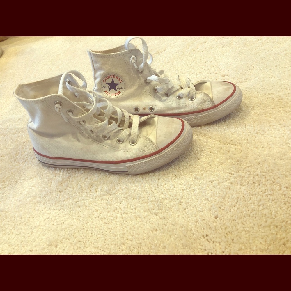 Youth size 2. Converse sneakers. White high top.